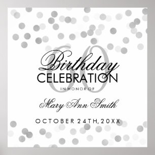 60. Geburtstag Imitate Silberfolien Glitzer Lights Poster
