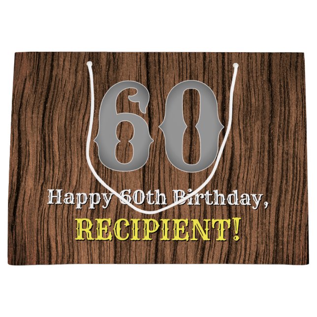 60. Geburtstag: Inspirierter Western Große Geschenktüte (Vorderseite)