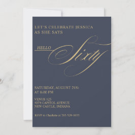 60. Geburtstag Kalligrafie Modern Elegant Einladung