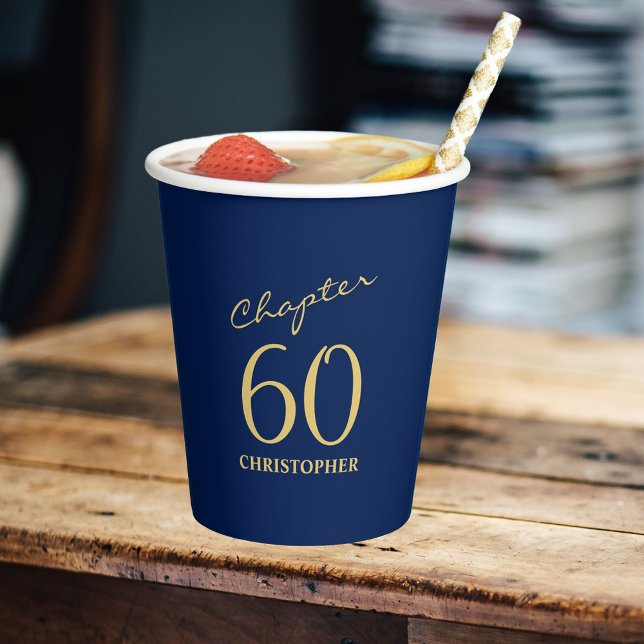60. Geburtstag Kapitel 60 Blue Gold Pappbecher (Personalized 60th Birthday Chapter 60 Blue Gold Paper Cups
)