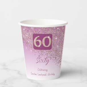 60. Geburtstag Klasse Falling Rose Gold Glitzer Pappbecher