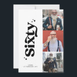 60. Geburtstag laden modernes, einfaches Foto ein Einladung<br><div class="desc">Der 60. Geburtstag lädt ein modernes,  minimalistisches Retro-Foto-Typografie-Design.</div>