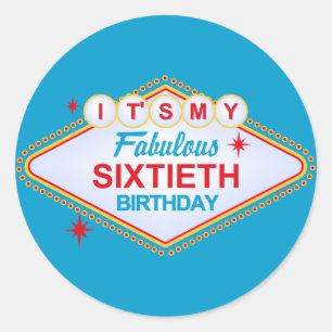 60. Geburtstag Las Vegass Runder Aufkleber