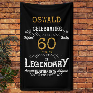 60. Geburtstag Legendary Black Gold Retro Banner