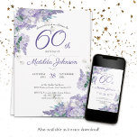 60. Geburtstag Lila Aquarellfarben Einladung<br><div class="desc">60. Geburtstag Lila Aquarell Blumenweiße Einladung. Eine delikate und feminine lila, blumengeschmückte und botanische Geburtstagsfeier. Es verfügt über wunderschöne Wisteria-Blume mit einem Hauch von Vintager Klasse! Die Designerin ist immer bereit zu helfen, kontaktieren Sie sie, wenn Sie Hilfe bei diesem Design benötigen, indem Sie auf die blaue Nachricht-Schaltfläche unten klicken!...</div>