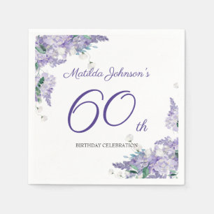 60. Geburtstag Lila Blumengärtnerei Elegant White Serviette