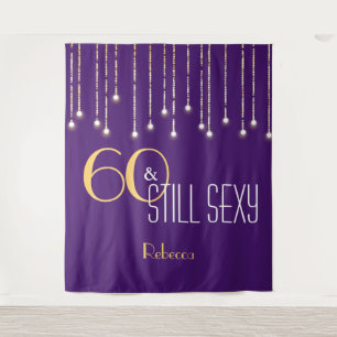 60. Geburtstag Lila Gold Foto Stand Hintergrund Wandteppich