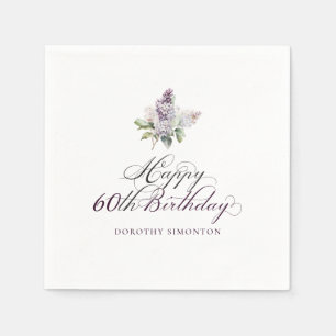 60. Geburtstag Lila Lilac Spring Blume Cocktail Serviette
