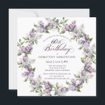 60. Geburtstag Lila Lilac Spring Blume Square Einladung<br><div class="desc">Weiche Wasserfarben lila Lilaks schaffen eine hübsche Frühjahrs-Einladung zum 60. Geburtstag. Die Typografie fügt eine elegante Ästhetik hinzu. Diese Einladung ist sowohl in traditioneller als auch in downloadbarer Version erhältlich. Es ist Teil der Lila Spring Lilac Blume Kollektion. Es lasse Ihnen, ein Thema zu wählen und dann einfach eine einzigartige...</div>