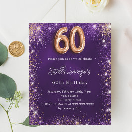 60. Geburtstag lila Rose Gold Einladung