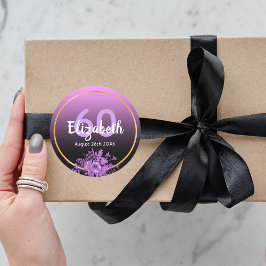 60. Geburtstag lila und schwarz Gradienten mit Gol Runder Aufkleber