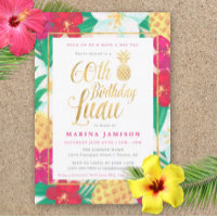 60. Geburtstag Luau Einladungen | Rosa und Gold