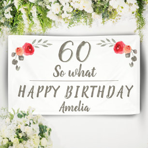 60. Geburtstag Lustige Wasserfarbe Blume Floral Banner
