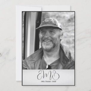 60. Geburtstag Male Stilvolles Foto Monogram Gebur Einladung