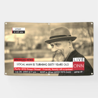 60. Geburtstag Mens Funny TV News Banner