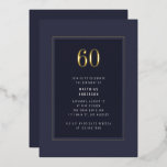 60. Geburtstag Minimal Elegant Dark Gold Frame Folieneinladung<br><div class="desc">60. Geburtstag Minimal Elegant Lila Gray Gold Rahmen Foil Geburtstagsparty Einladung</div>