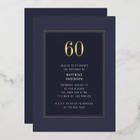 60. Geburtstag Minimal Elegant Dunkle Goldene Rahm