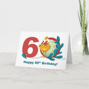 60. Geburtstag mit Funny Bird und Zweigstelle Karte