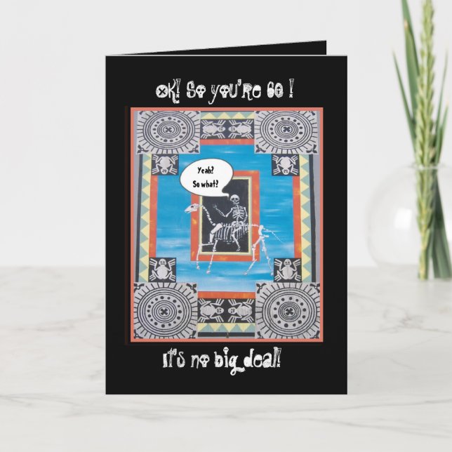 60. Geburtstag mit Skelett Reiten Karte (Vorderseite)