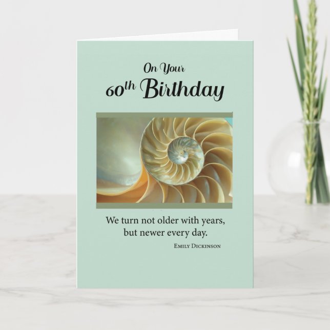 60. Geburtstag mit Spiral Seashell auf Green Card Karte (Vorderseite)