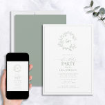 60. Geburtstag Modern Sage Green Leafy Wappen Einladung<br><div class="desc">Feiern Sie den Meilenstein von sechzig im Stil! Senden Sie diese eleganten 60. Geburtstag Modern Sage Green Leafy Wappen Einladungen und lass jedem wissen, dass Sie bereit sind, Party im Stil. Diese Einladungen sind mit einem handgezeichneten, grünen Kranz versehen, der die Meilensteinzeit vollständig umkreist, personalisiert mit der modernen handgeschriebenen Kalligraphie....</div>