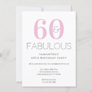 60. Geburtstag Moderne rosa Party Einladung