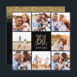 60. Geburtstag moderne Schwarz-Gold-Foto-Collage<br><div class="desc">50. Geburtstag moderne Schwarz-Gold Foto Collage Einladung. Modernes Skripttextdesign. Teil einer Sammlung.</div>