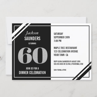 60. Geburtstag Modernes Schwarz-Weiß-Party Einladung