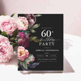 60. Geburtstag Moody Floral Einladung