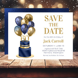 60. Geburtstag Navy Blau Ballon Torte Save The Date