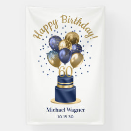 60. Geburtstag Navy Blue Balloon Cake Banner