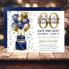 60. Geburtstag Navy Blue Balloon Cake Save The Date