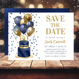 60. Geburtstag Navy Blue Balloon Cake Save The Date