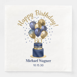 60. Geburtstag Navy Blue Balloon Cake Serviette