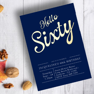 60. Geburtstag Navy Blue Gold Foil Einladung