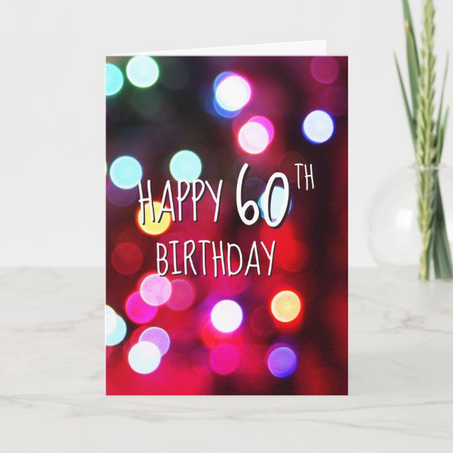 60. Geburtstag Neon-Partylichter Karte (Vorderseite)