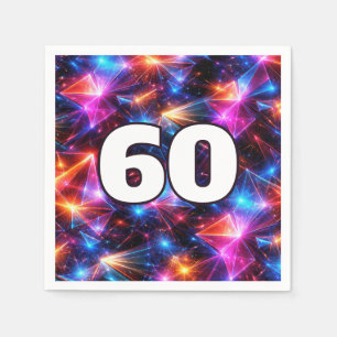 60. Geburtstag Neon-Polygon-Abstrakt Serviette
