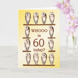 60. Geburtstag, neugierige Eulen Karte