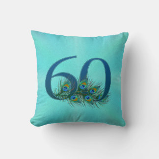 60. Geburtstag oder Jubiläum Pfauenfeder Kissen