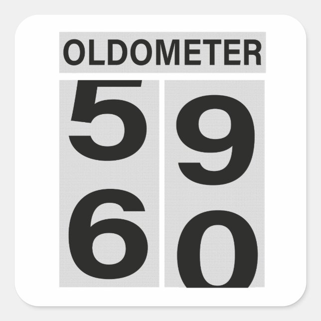 60. Geburtstag OLDOMETER Quadratischer Aufkleber (Vorderseite)