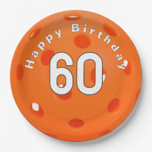 60. Geburtstag Orange Pickleball Pappteller