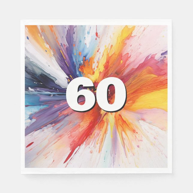 60. Geburtstag Paint Blast Napkins Serviette (Vorderseite)
