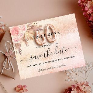 60. Geburtstag Pampas-Rose Budget Save-the-Date Flyer