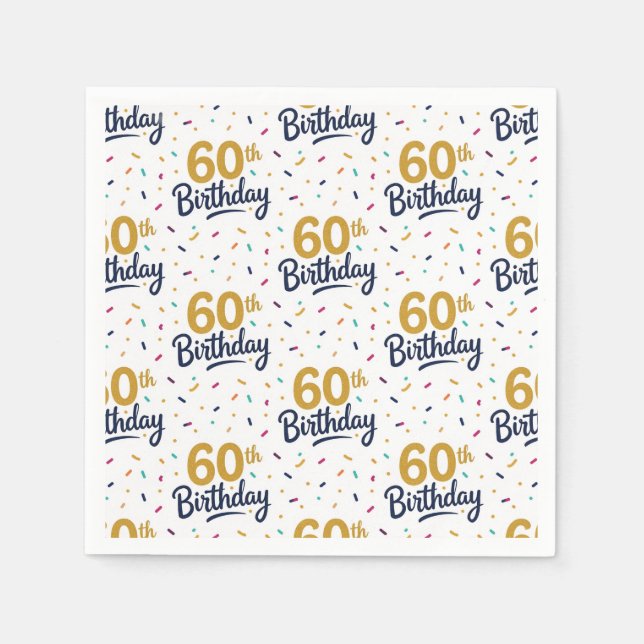 60. Geburtstag Papiertücher, Sechzigster Geburtsta Serviette (Vorderseite)