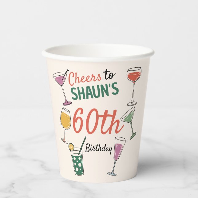 60. Geburtstag Party Cocktail-Abend Paper Napkin Pappbecher (Vorderseite)