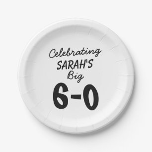 60. Geburtstag personalisiert, das große 6-0 Pappteller