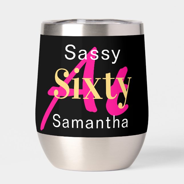 60. Geburtstag Personalisiert Hot Pink Black (Rückseite)