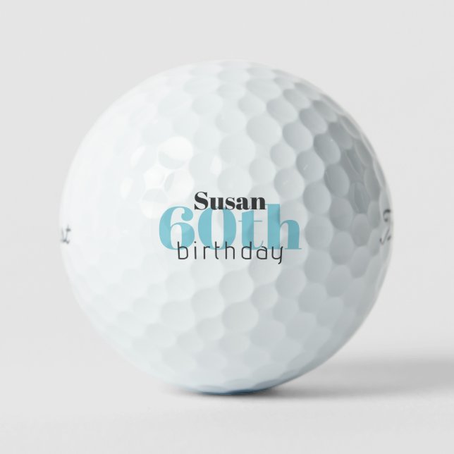 60. Geburtstag Personalisiert Türkis Titleist Golfball (Vorderseite)
