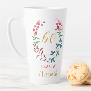60. Geburtstag Personalisierte Girly Floral Femini Milchtasse
