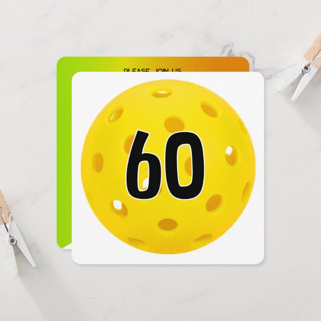 60. Geburtstag Pickleball-Party Einladung (Vorderseite/Rückseite Beispiel)